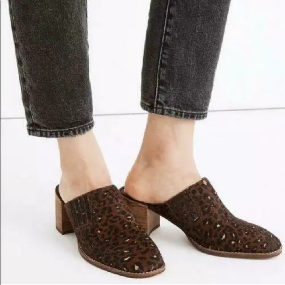 Madewell The Carey Mule in Painted Leopard Calf Hair Size 8.5